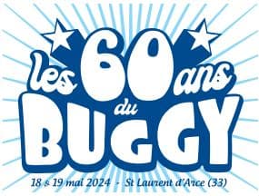 Logo des 60 ans du Buggy, les 18 et 19 mai 2024 à Saint-Laurent-d’Arce.